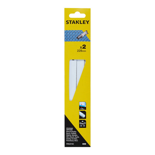 Pack 2 folha serra de sabre 22,8cm bimetÃ¡lico metal grosso sta22142-xj stanley_0