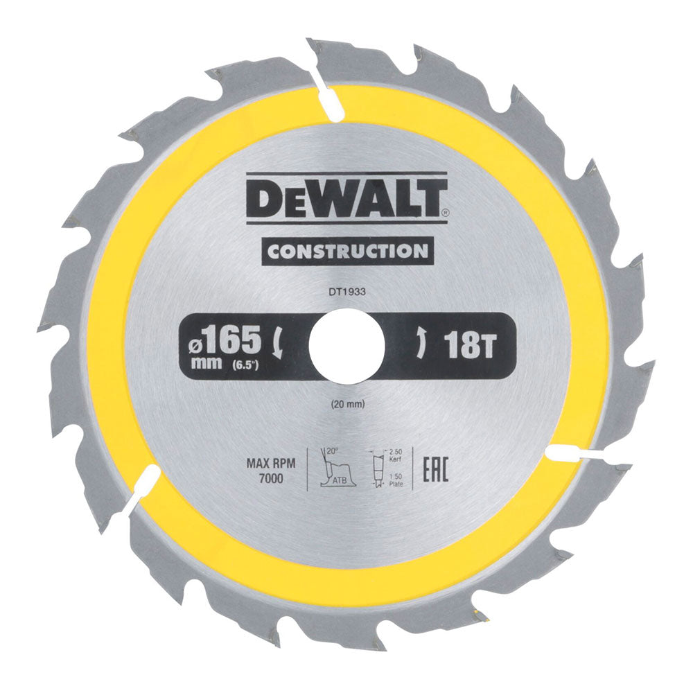 Disco para construÃ§Ã£o Ã¸165x20mm 18t (ac) dt1933-qz dewalt_0