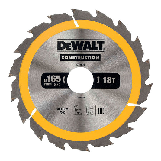 Disco para construÃ§Ã£o Ã¸165x30mm 18t (ac) dt1936-qz dewalt_0