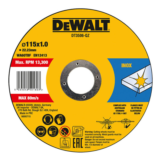 Conjunto 10 discos de corte para aÃ§o inox.Ã¸115x1x22,23mm dt3506-qz dewalt_0