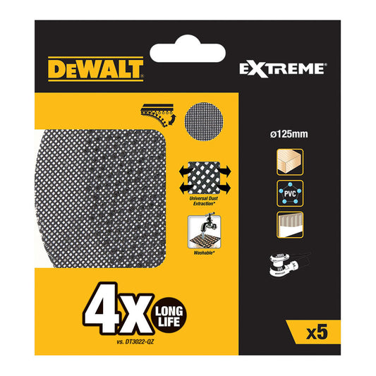 Pack de 5 lixas de malha autoadesiva Ã¸125mm grÃ£o 60 para lixadoras rotoorbitais dtm8560-qz dewalt_0