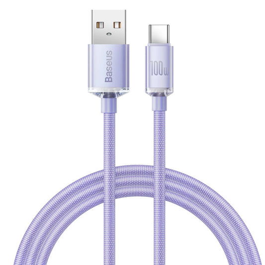 Baseus Crystal Shine Series cable USB cable for fast charging and data transfer USB Type A - USB Type C 100W 1.2m purple (CAJY000405)_0