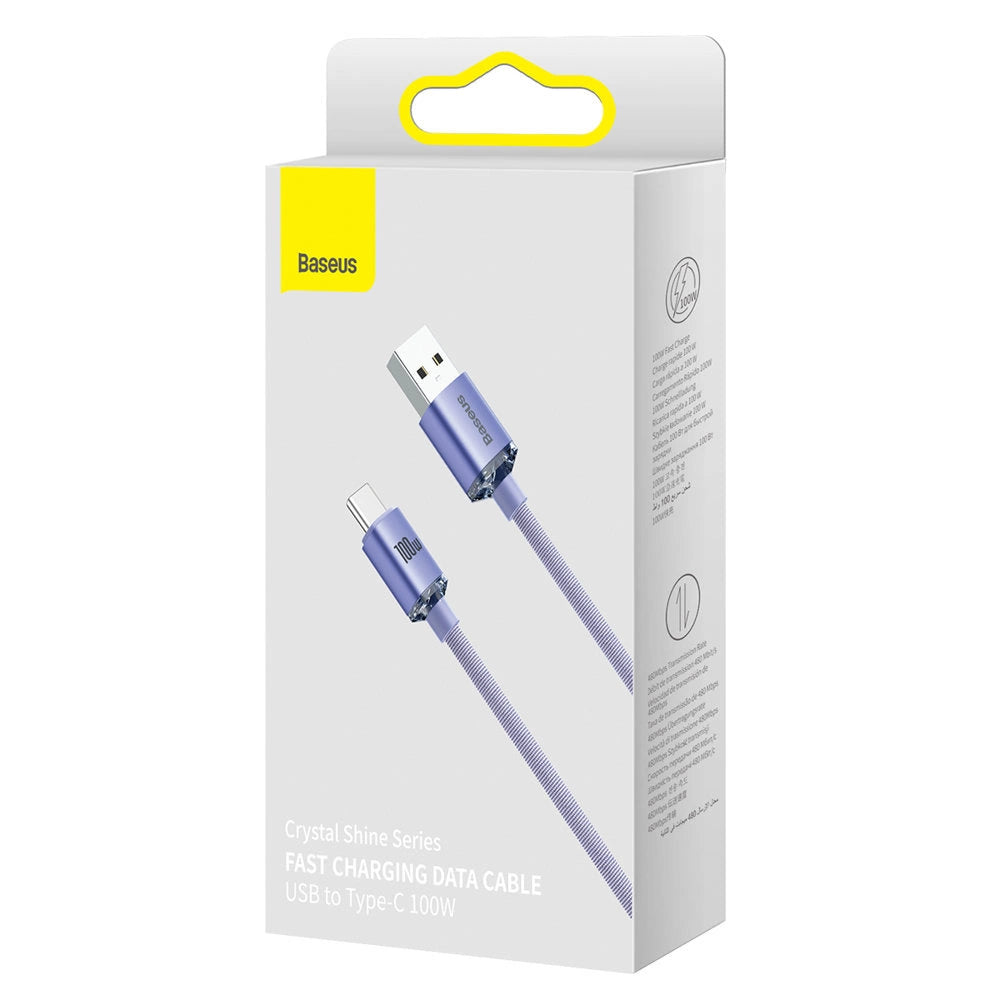 Baseus Crystal Shine Series cable USB cable for fast charging and data transfer USB Type A - USB Type C 100W 1.2m purple (CAJY000405)_8