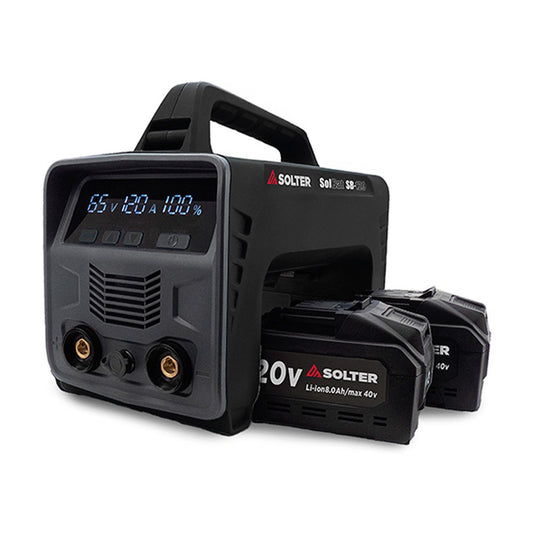 Equipamento de soldadura, solbat sb-120 90a + 2 baterias lÃ­tio 20 v/40 v, 26,6 x 15,8 x 22 cm_0