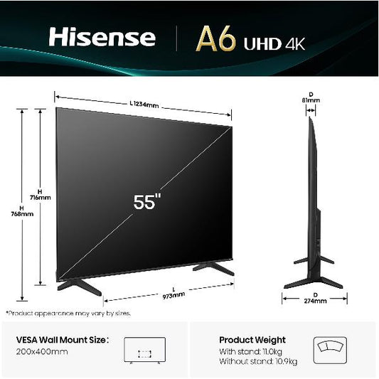 TV HISENSE 55 A69Q 4K UHD SMART VIDAA U9 / Preto_0