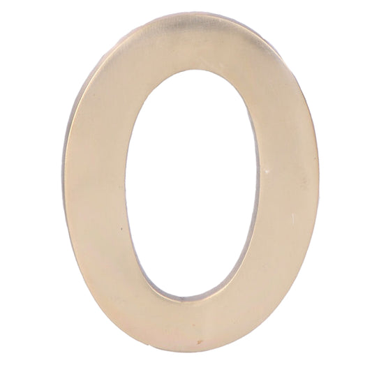 NÃºmero 0 latÃ£o polido 10cm fixaÃ§Ã£o invisÃ­vel_0