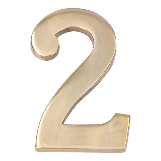 Numero 2 latÃ£o polido 10cm fixaÃ§Ã£o invisivel_0