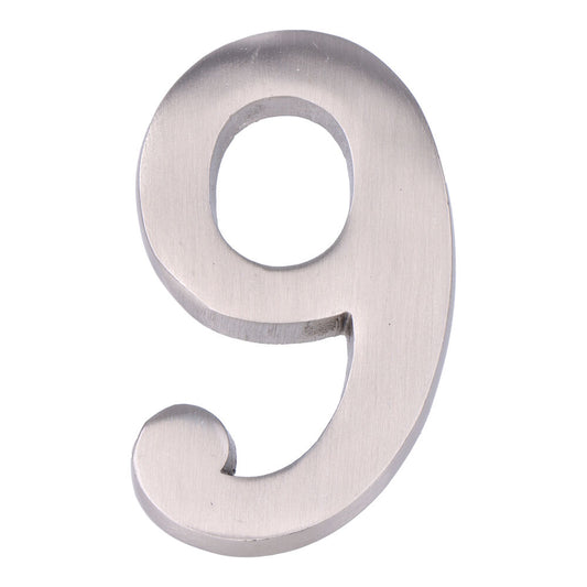 Numero 9 niquel mate 10cm fixaÃ§Ã£o invisivel_0