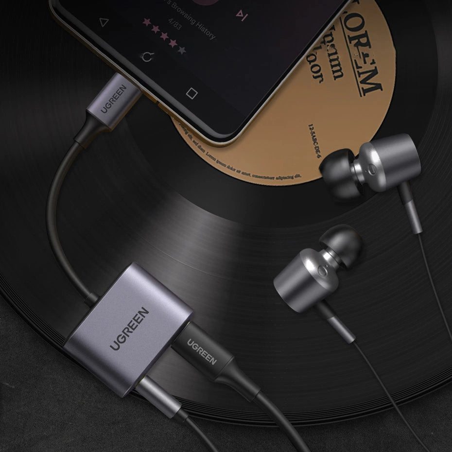 Ugreen audio adapter USB Type C (male) - USB Type C PD QC (female) + 3.5mm mini jack (female) gray (CM231)_2