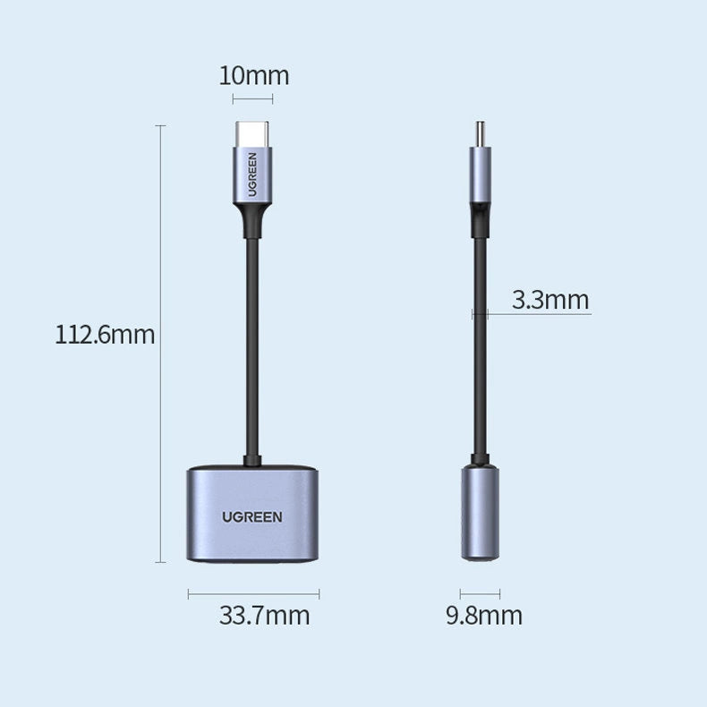 Ugreen audio adapter USB Type C (male) - USB Type C PD QC (female) + 3.5mm mini jack (female) gray (CM231)_18