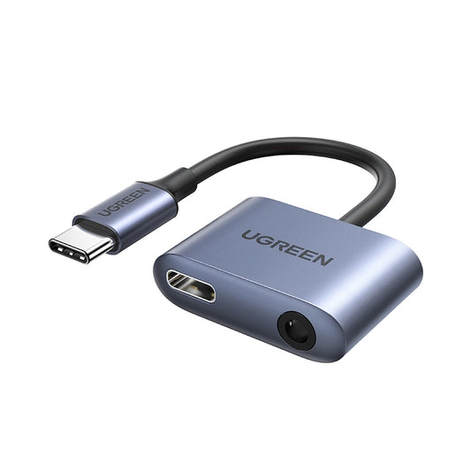 Ugreen audio adapter USB Type C (male) - USB Type C PD QC (female) + 3.5mm mini jack (female) gray (CM231)_0