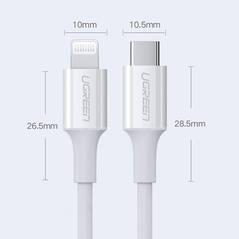 Ugreen US171 Lightning - USB-C MFi PD cable 20W 3A 480Mb/s 0.5m - white_13