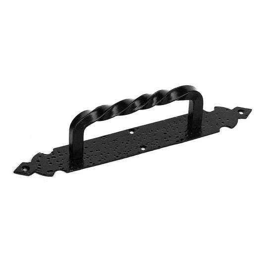 Puxador com placa 275 mm. ferro forjado preto_0