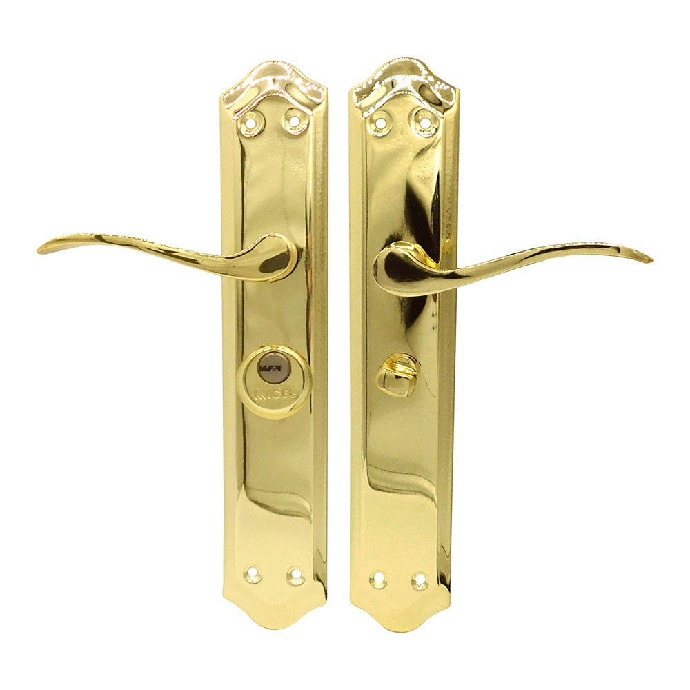 Conjunto de maÃ§aneta com chave, modelo 202, para portas com abertura Ã  esquerda, em aÃ§o com acabamento em latÃ£o, 47 mm_0