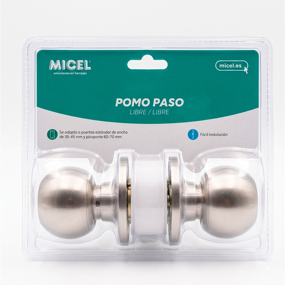 Pomo de porta livre, forma bola, modelo pp07, em aÃ§o inoxidÃ¡vel com acabamento em inox, blister_0