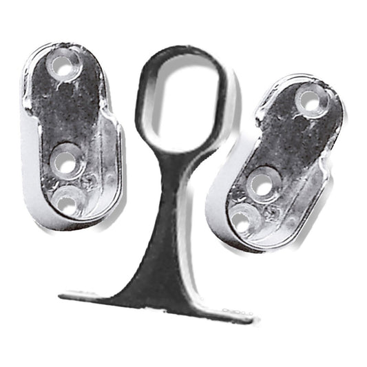 Suporte tubular oval para guarda-roupa, lateral e central, modelo sta06 e sta08, em zamac com acabamento em alumÃ­nio, 44 x 15 x 10 mm, 2 + 1 un, blister_0