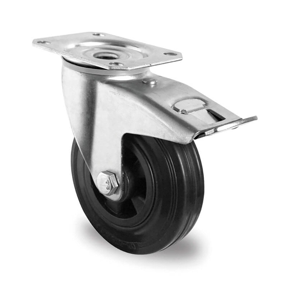 Roda para carga mÃ©dia, p4s4 r0n, com travÃ£o e prato giratÃ³rio, 105 x 80 mm, Ã¸80 mm_0