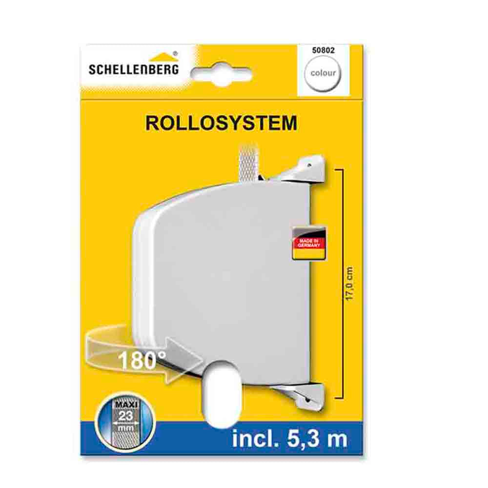 Enrolador de exterior branco giratorio 180Â° com 5,3 m de fita, 34 x 188 x 156 mm_0