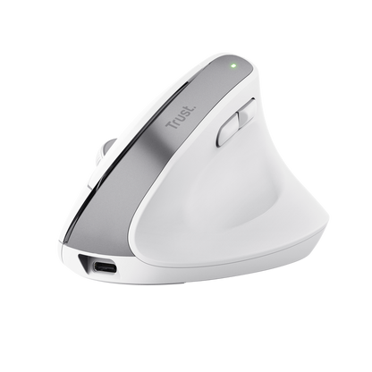 Rato Ergonómico Bluetooth Trust Bayo+ Batería Recarregável 2400 DPI Branco