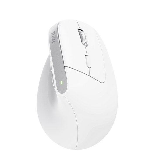 Rato Ergonómico Bluetooth Trust Bayo+ Batería Recarregável 2400 DPI Branco
