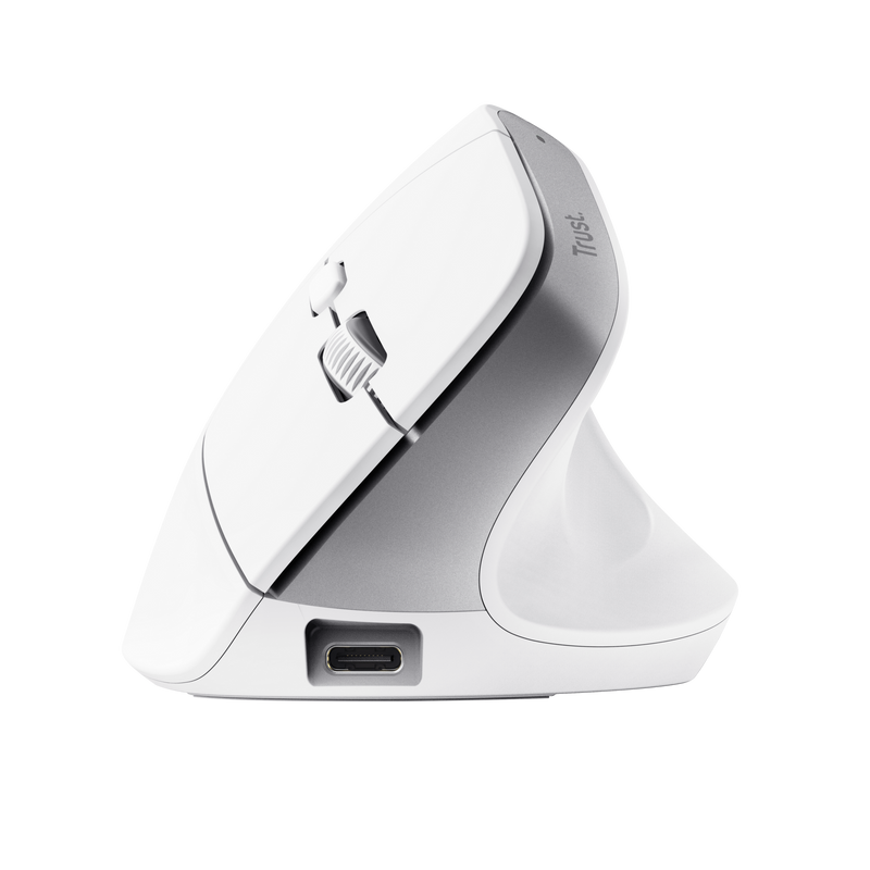 Rato Ergonómico Bluetooth Trust Bayo+ Batería Recarregável 2400 DPI Branco