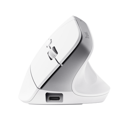 Rato Ergonómico Bluetooth Trust Bayo+ Batería Recarregável 2400 DPI Branco