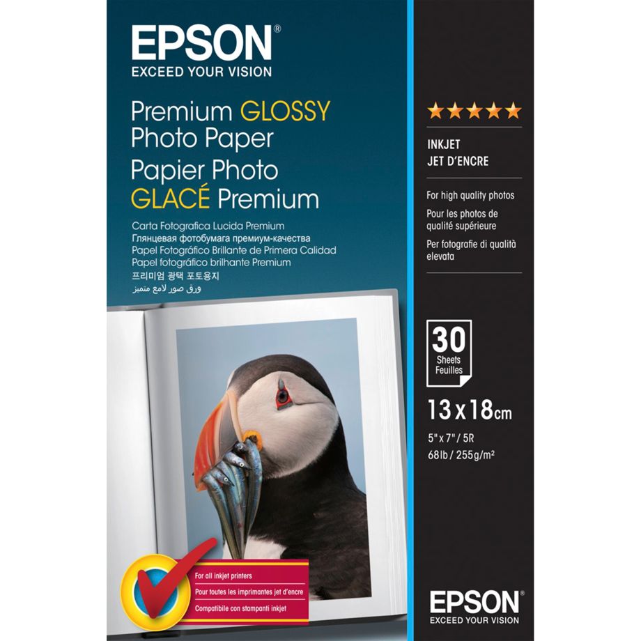 Papel Fotográfico Glossy Epson / 13x18cm / 30 Folhas / 255g / S042154_1