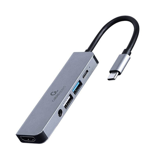 Base para Portátil Gembird A-CM-COMBO5-02 / Replicador de Portos USB 3.2 Type-C / Cor Prata