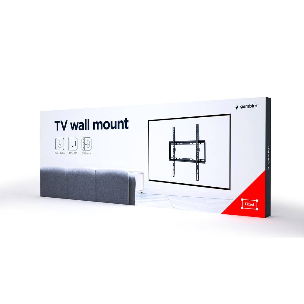 Suporte de Parede Gembird WM-55F-04 TV Wall Mount (Fixo) 32" - 55" Preto