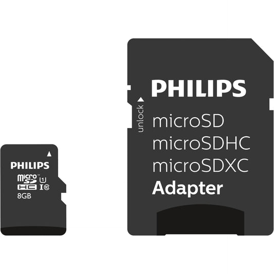 Cartão MicroSDHC Philips 8GB Class 10 UHS-I U1 Inclui Adaptador