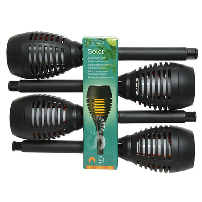 Estacas Solares Efeito de Chama Ø7,5 x 27cm Cores e modelos variados / Pack de 4 unidades