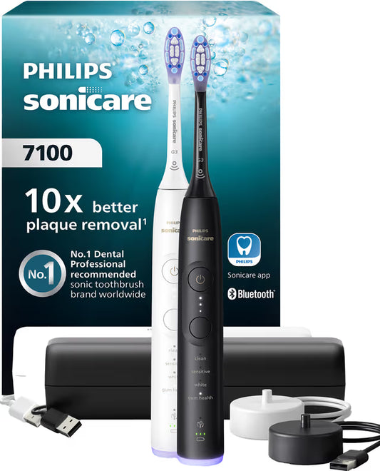 Escova de Dentes Elétrica Philips Sonicare 7100 Duopack Branco/Preto HX7429/02