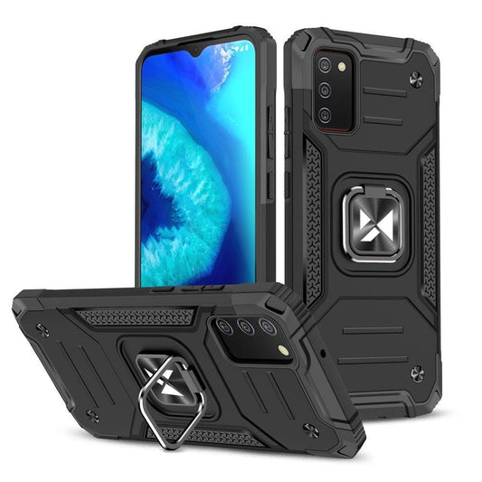 Wozinsky Ring Armor tough hybrid case cover + magnetic holder for Samsung Galaxy A03s black_0