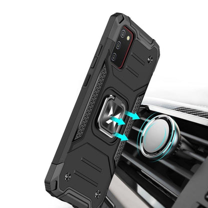 Wozinsky Ring Armor tough hybrid case cover + magnetic holder for Samsung Galaxy A03s blue_5
