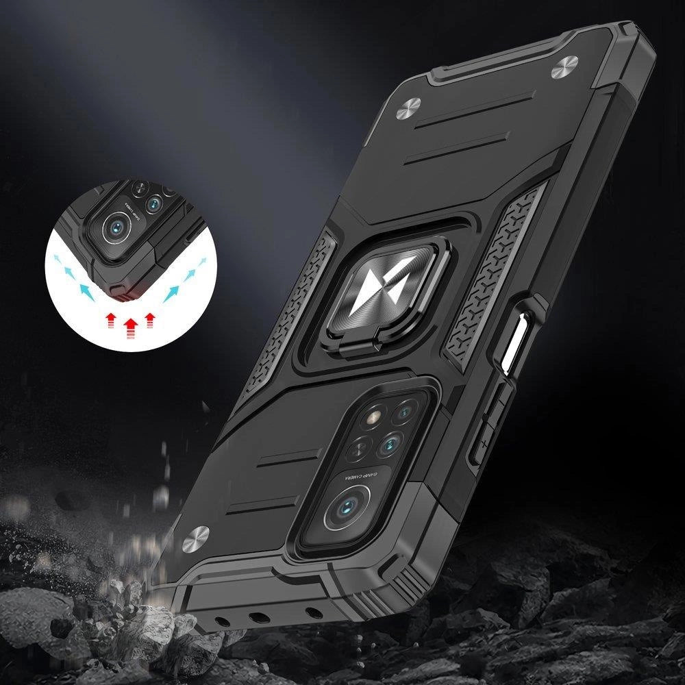 Wozinsky Ring Armor tough hybrid case cover + magnetic holder for Samsung Galaxy A03s blue_6