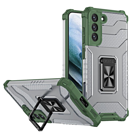 Crystal Ring Case tough hybrid cover + magnetic holder for Samsung Galaxy S22 + (S22 Plus) green_0