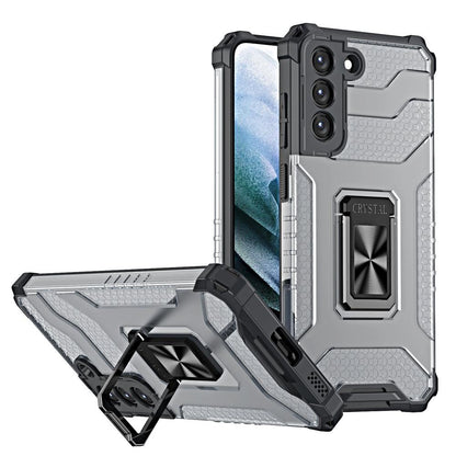 Crystal Ring Case tough hybrid cover + magnetic holder for Samsung Galaxy S22 + (S22 Plus) black_0