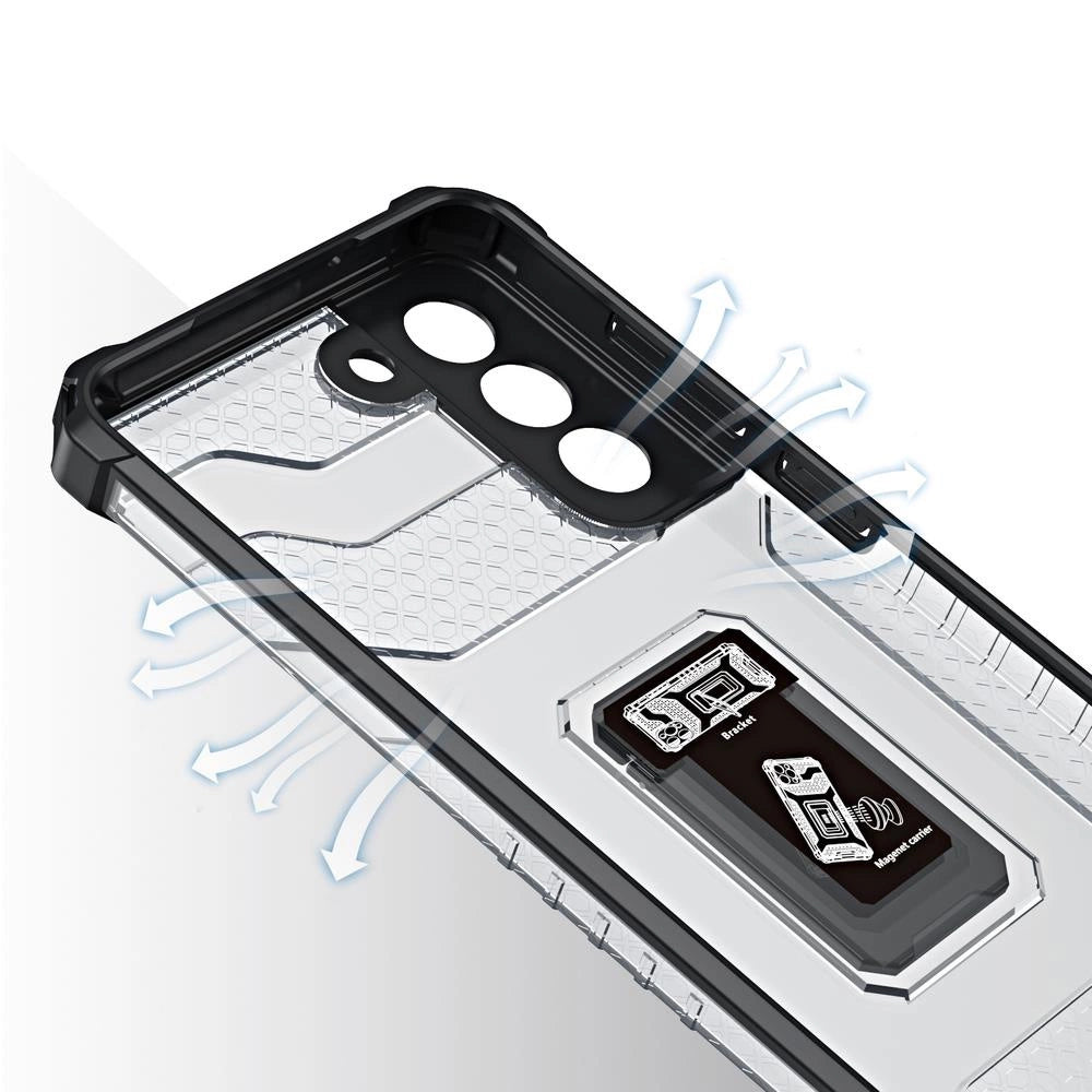 Crystal Ring Case tough hybrid cover + magnetic holder for Samsung Galaxy S22 + (S22 Plus) black_4