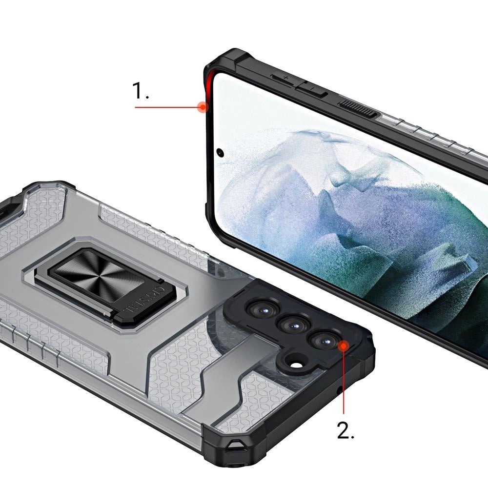 Crystal Ring Case tough hybrid cover + magnetic holder for Samsung Galaxy S22 + (S22 Plus) black_5