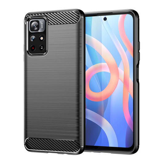 Carbon Case Flexible Cover Sleeve for Xiaomi Redmi Note 11 black_0