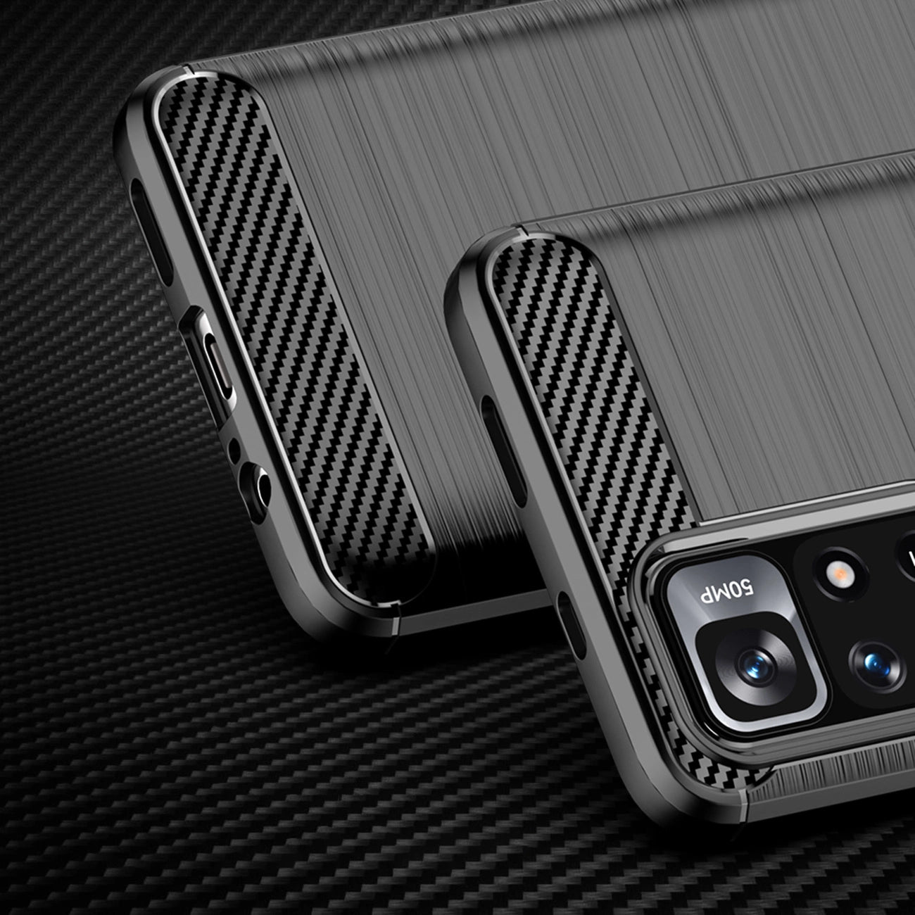 Carbon Case Flexible Cover Sleeve for Xiaomi Redmi Note 11 black_1