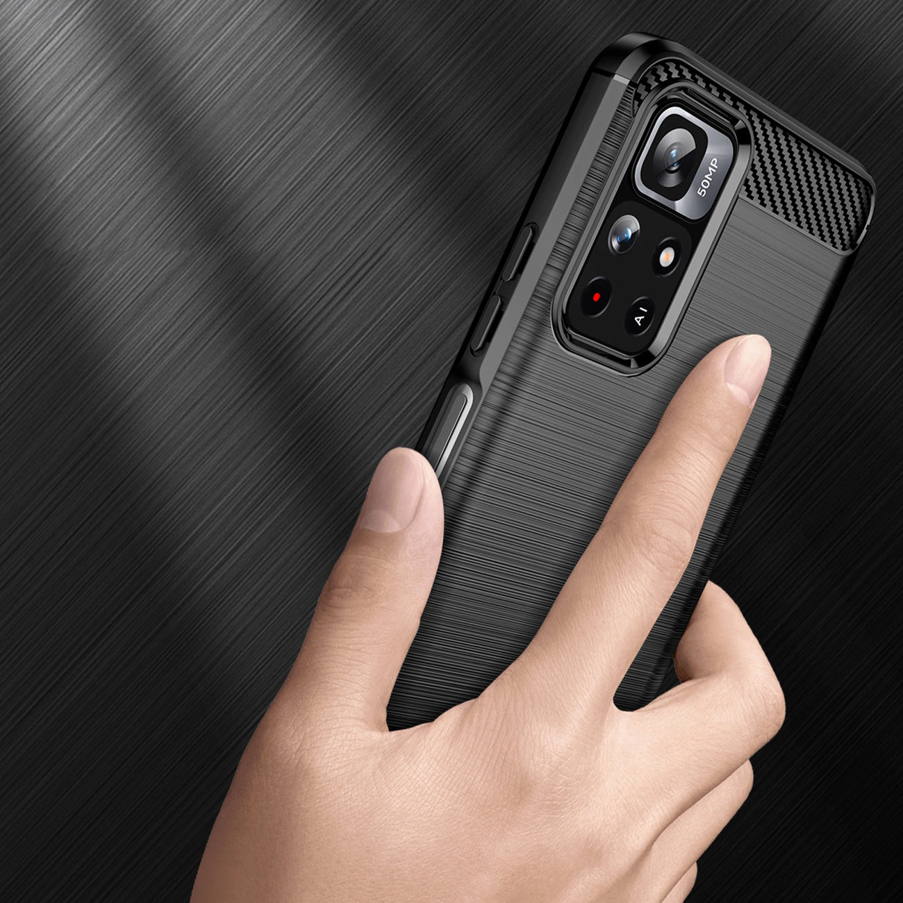 Carbon Case Flexible Cover Sleeve for Xiaomi Redmi Note 11 black_2