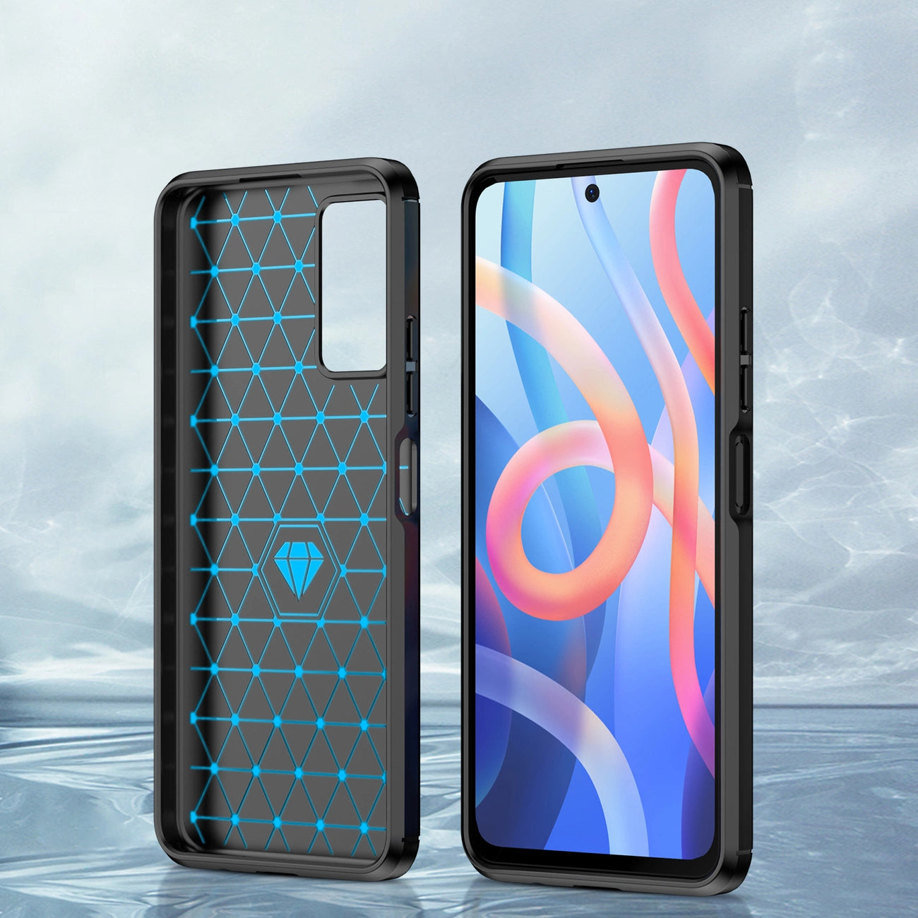 Carbon Case Flexible Cover Sleeve for Xiaomi Redmi Note 11 black_3