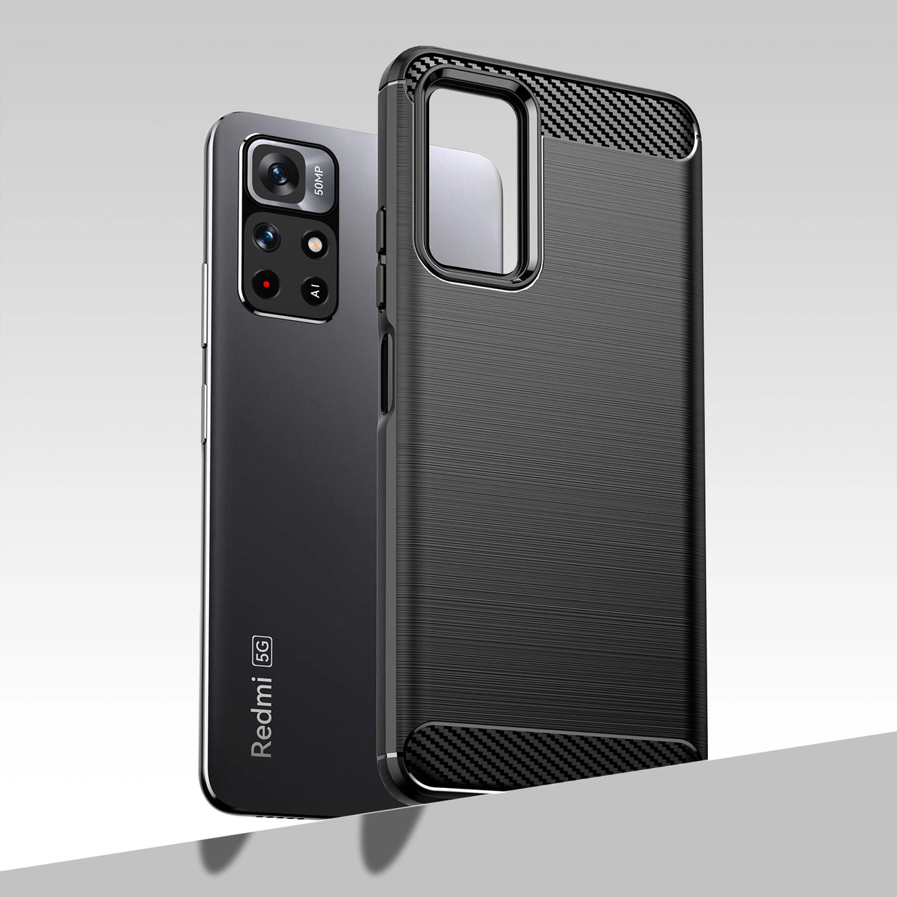Carbon Case Flexible Cover Sleeve for Xiaomi Redmi Note 11 black_4