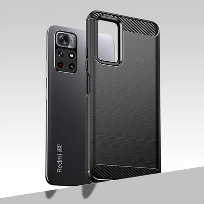 Carbon Case Flexible Cover Sleeve for Xiaomi Redmi Note 11 black_4