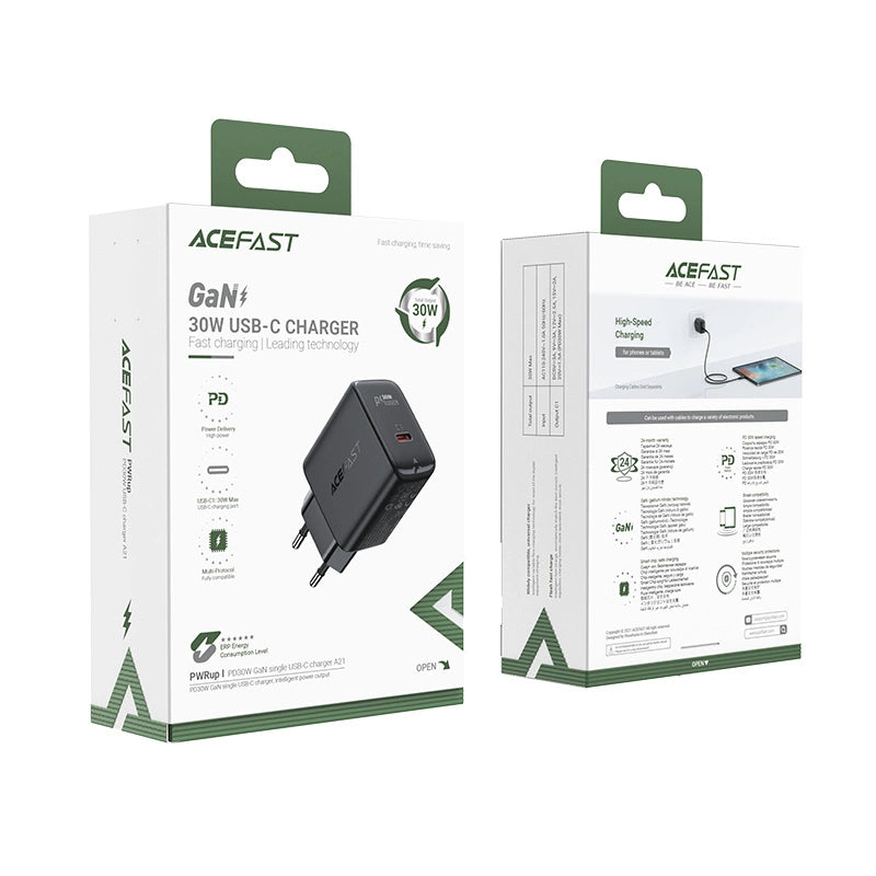 Acefast GaN USB Type-C 30W charger, PD, QC 3.0, AFC, FCP black (A21 black)_4
