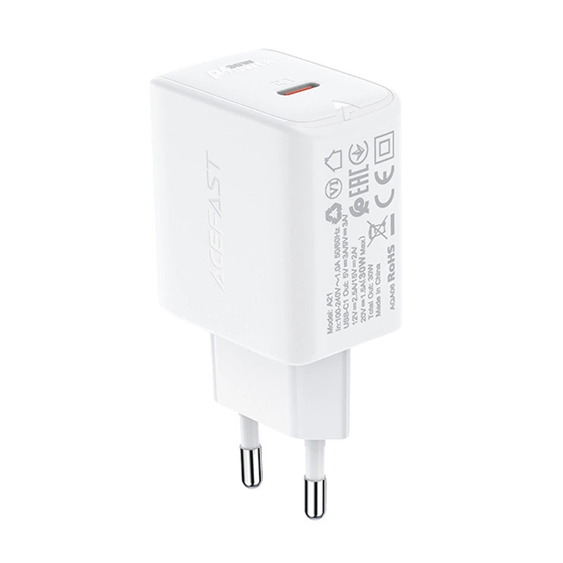 Acefast charger GaN USB Type C 30W, PD, QC 3.0, AFC, FCP white (A21 white)_1