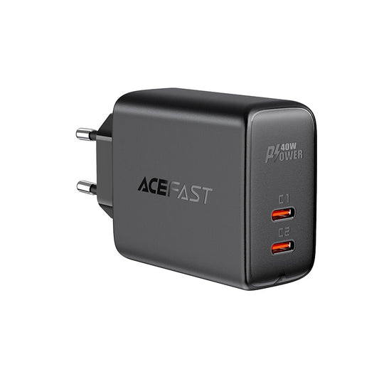 Acefast charger 2x USB Type C 40W, PPS, PD, QC 3.0, AFC, FCP black (A9 black)_0