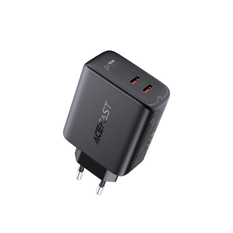 Acefast charger 2x USB Type C 40W, PPS, PD, QC 3.0, AFC, FCP black (A9 black)_2