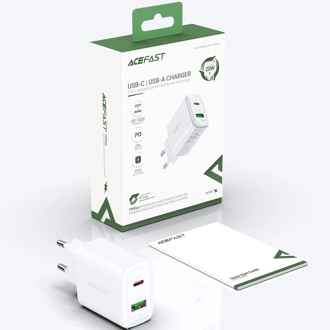 Acefast wall charger USB Type C / USB 20W, PPS, PD, QC 3.0, AFC, FCP white (A25 white)_14